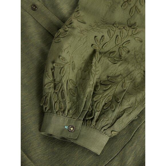 WHITE STUFF Rua Embroidered Dress in Dusty Green Size 12 New with Tag MSRP $144 - Picture 7 of 11